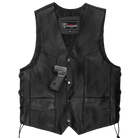 Vance VL922S Men's Black Side Laces Leather Biker Motorcycle Vest - detail