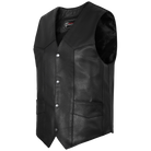 Vance VL921 Men's Black Premium Cowhide Biker Leather Motorcycle Vest - main
