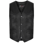 Vance VL921 Men's Black Premium Cowhide Biker Leather Motorcycle Vest - front-view