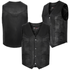 Vance VL921 Men's Black Premium Cowhide Biker Leather Motorcycle Vest