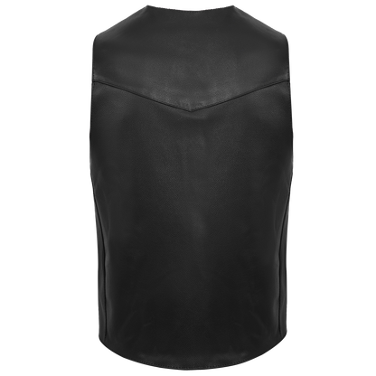 Vance VL921S Men's Black Biker Leather Motorcycle Vest - back
