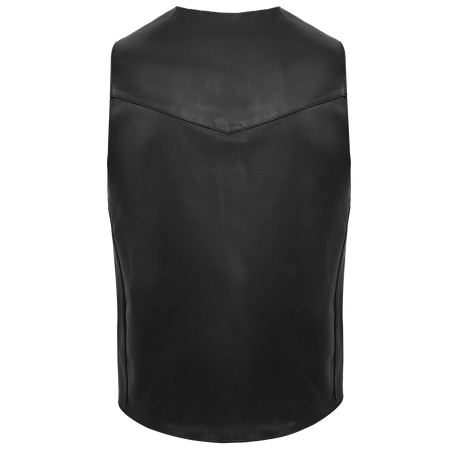 Vance VL921S Men's Black Biker Leather Motorcycle Vest - back
