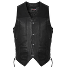 Vance VL915 Men's Black Premium Cowhide Ten Pocket Leather Vest - front