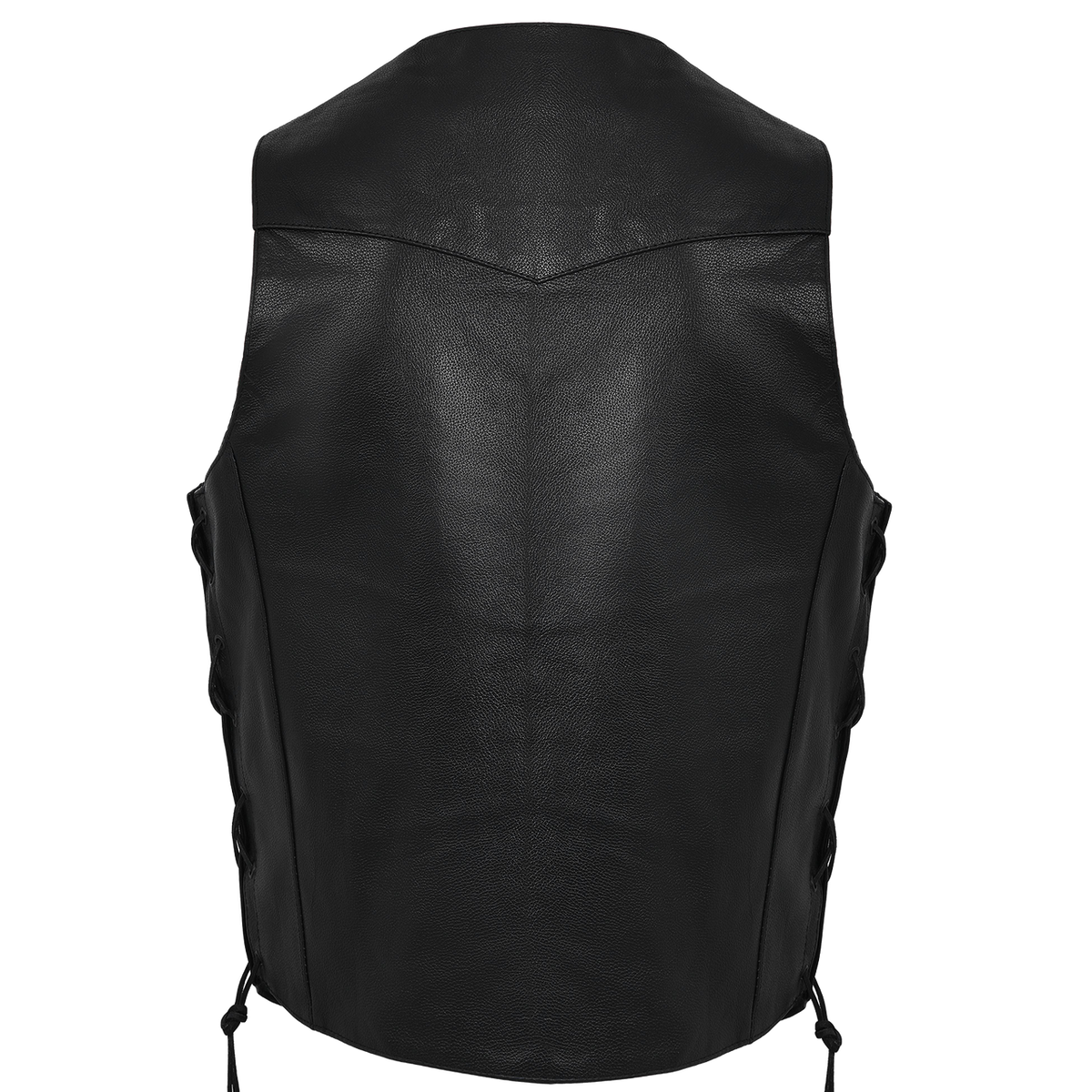 Vance VL915S Men's Black Ten Pocket Leather Vest - back view