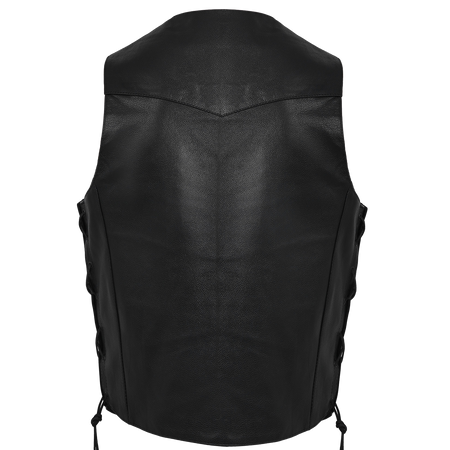 Vance VL915S Men's Black Ten Pocket Leather Vest - back view