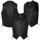 Vance VL915S Men's Black Ten Pocket Leather Vest - detail