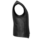 Vance VL906 Mens Black Premium Cowhide Leather Buffalo Nickel Biker Motorcycle Vest - side