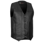 Vance VL906 Mens Black Premium Cowhide Leather Buffalo Nickel Biker Motorcycle Vest - side