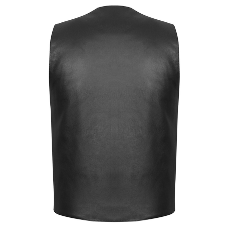 Vance VL906 Mens Black Premium Cowhide Leather Buffalo Nickel Biker Motorcycle Vest - back