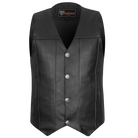 Vance VL906 Mens Black Premium Cowhide Leather Buffalo Nickel Biker Motorcycle Vest - front