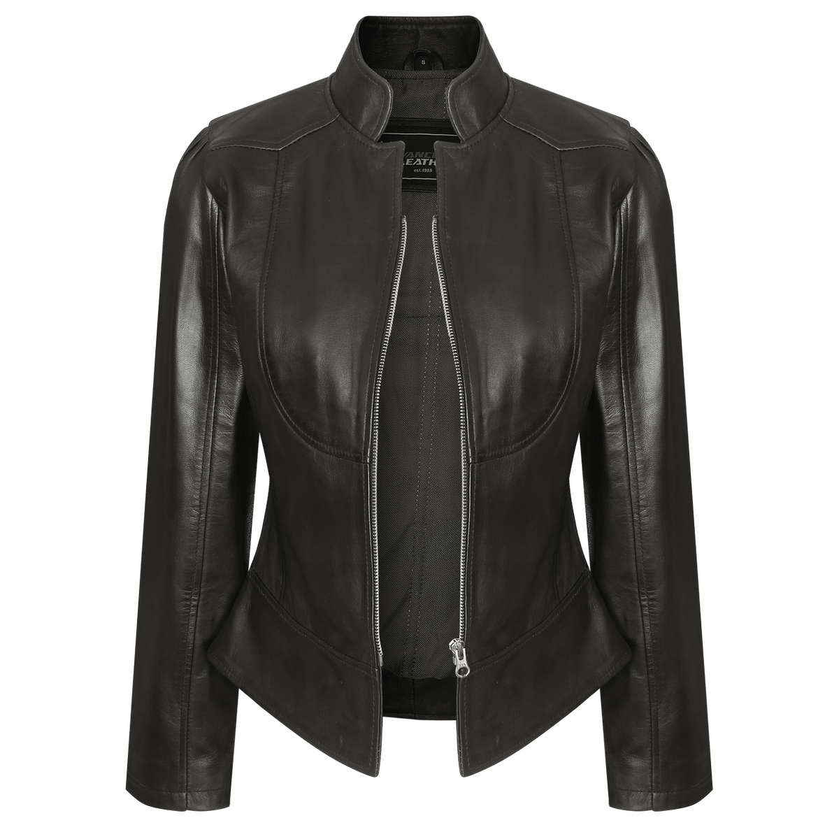 Vance-Leathers-VL650B-Ladies-Premium-Soft-Lightweight-Black-Fitted-Motorcycle-Leather-Jacket-Front-View