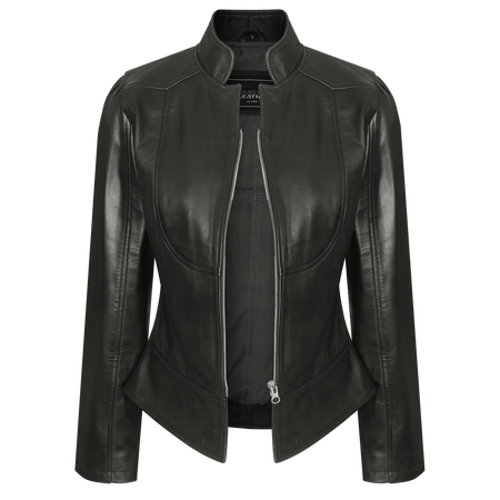 Vance-Leathers-VL650B-Ladies-Premium-Soft-Lightweight-Black-Fitted-Motorcycle-Leather-Jacket-Front-View