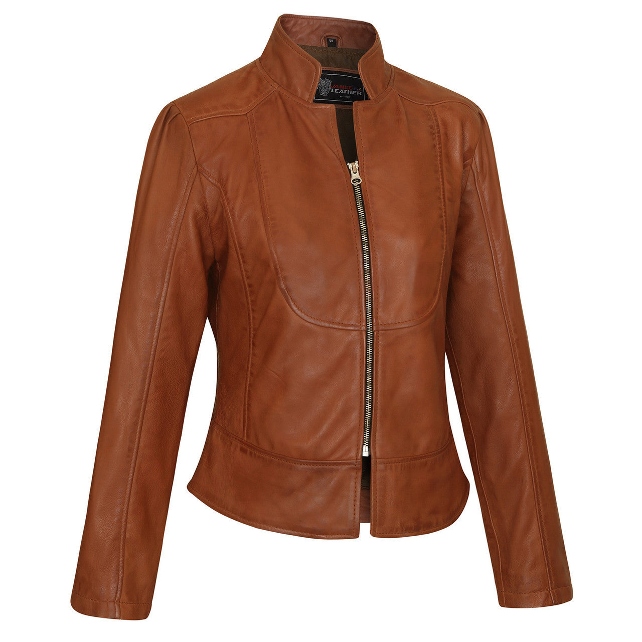 Vance Ladies Premium Goatskin Classic Motorcycle Leather Jacket MCJ (XL, x_l) : Vance Ladies Premium Goatskin Classic Motorcycle