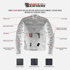 Vance VL513 Men's Quilted Pattern Vented Black Cowhide Leather Biker Motorcycle Scooter Jacket  -Infographics