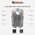 Vance Leather Men's Basic Leather Plain-Side Vest infographic