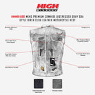Distressed Grey Zipper and Snap Closure Leather SOA Style Vest - Infographics