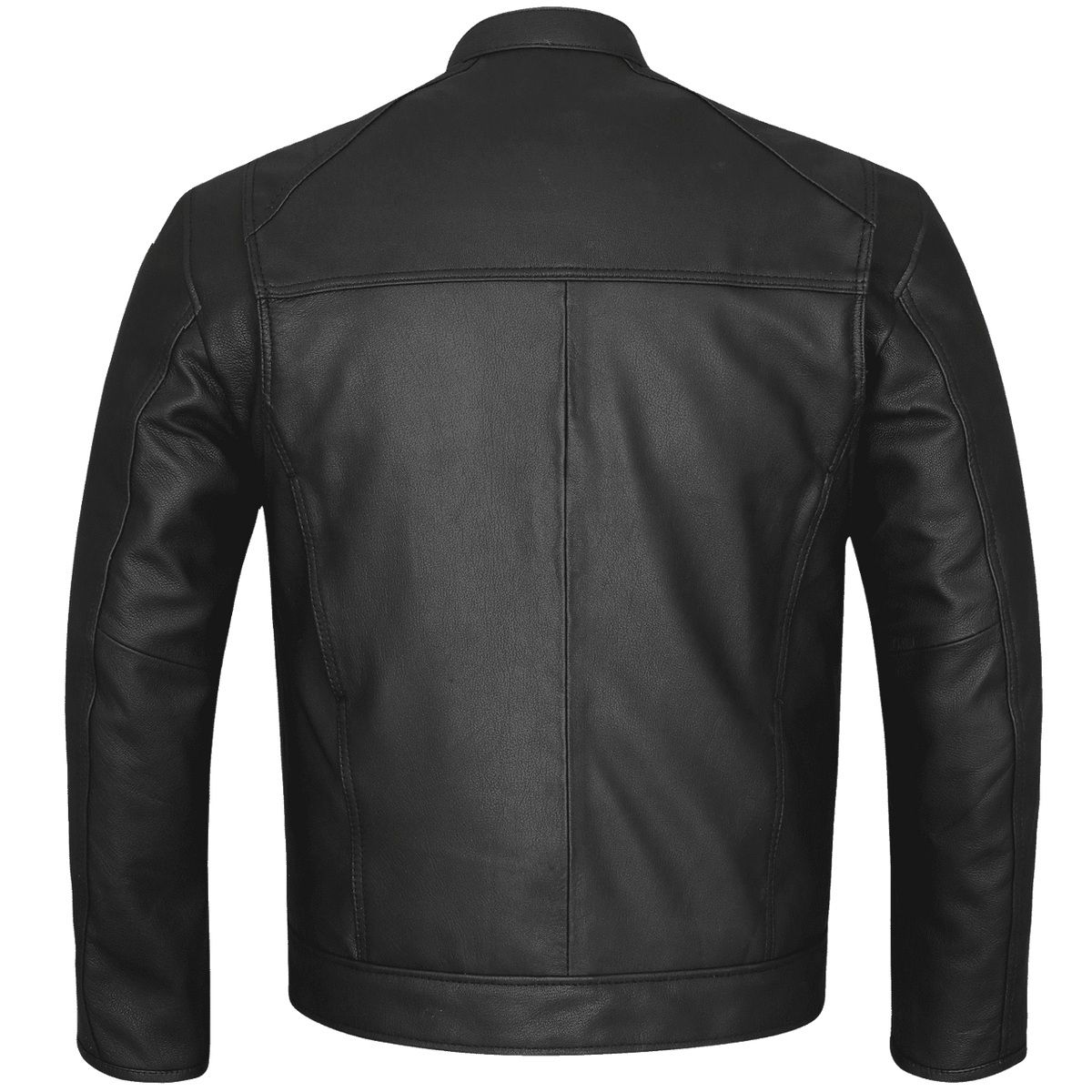 High Mileage HMM543 Premium Mens Black Leather Biker Scooter Jacket - Back View