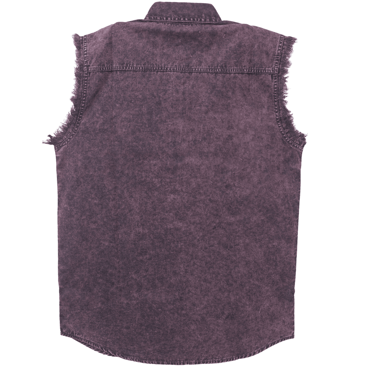 Vance VB733 - Men's Biker Motorcycle Burgundy Acid Wash Cut Off Sleeveless Shirt - back