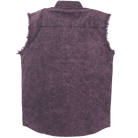 Vance VB733 - Men's Biker Motorcycle Burgundy Acid Wash Cut Off Sleeveless Shirt - back