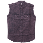 Vance VB733 - Men's Biker Motorcycle Burgundy Acid Wash Cut Off Sleeveless Shirt - main