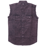 Vance VB733 - Men's Biker Motorcycle Burgundy Acid Wash Cut Off Sleeveless Shirt - main