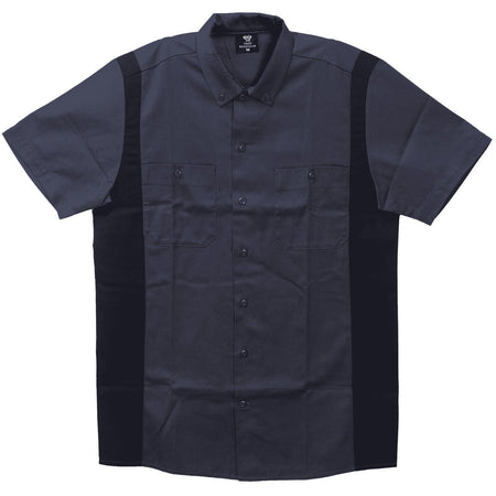 Vance Men's Button Front Garage Mechanics Shirt - Grey/Black