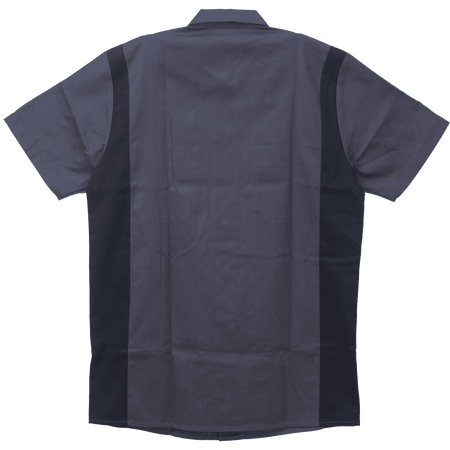 Vance Men's Button Front Garage Mechanics Shirt - Grey/Black - Back