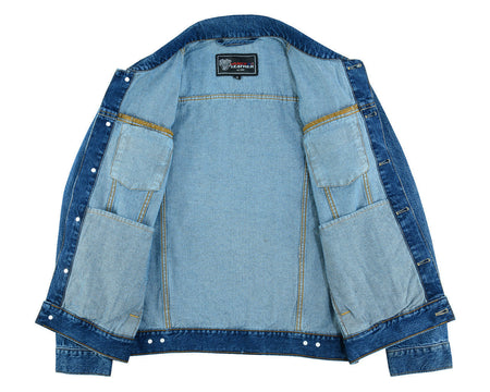 Vance-VB510BL-Mens-Blue-Heavy-Duty-Denim-Button-Front-Motorcycle-Jacket-front-open-view