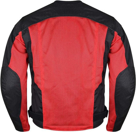Advanced Vance VL1627 3-Season Mesh/Textile CE Armor Motorcycle Jacket - black/red - back view
