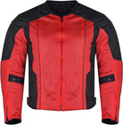 Advanced Vance VL1627 3-Season Mesh/Textile CE Armor Motorcycle Jacket - black/red - front view