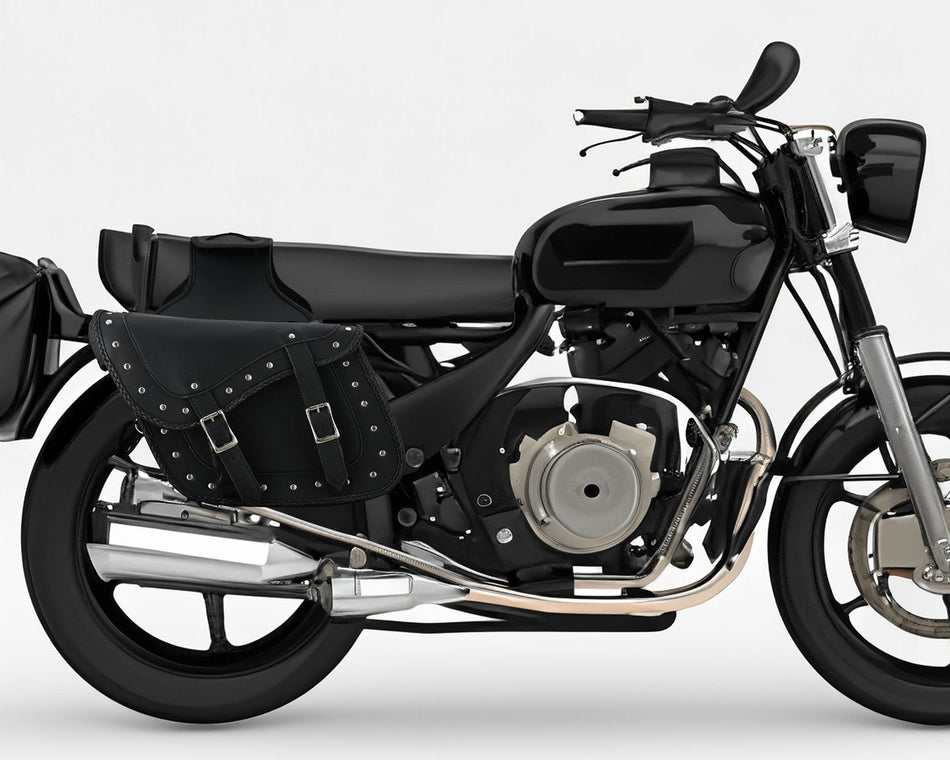 VS205BS - Vance Studded Motorcycle Saddlebags 18L Water-Resistant PVC Reinforced Fit for Honda, Yamaha, Kawasaki, Indian, Harley