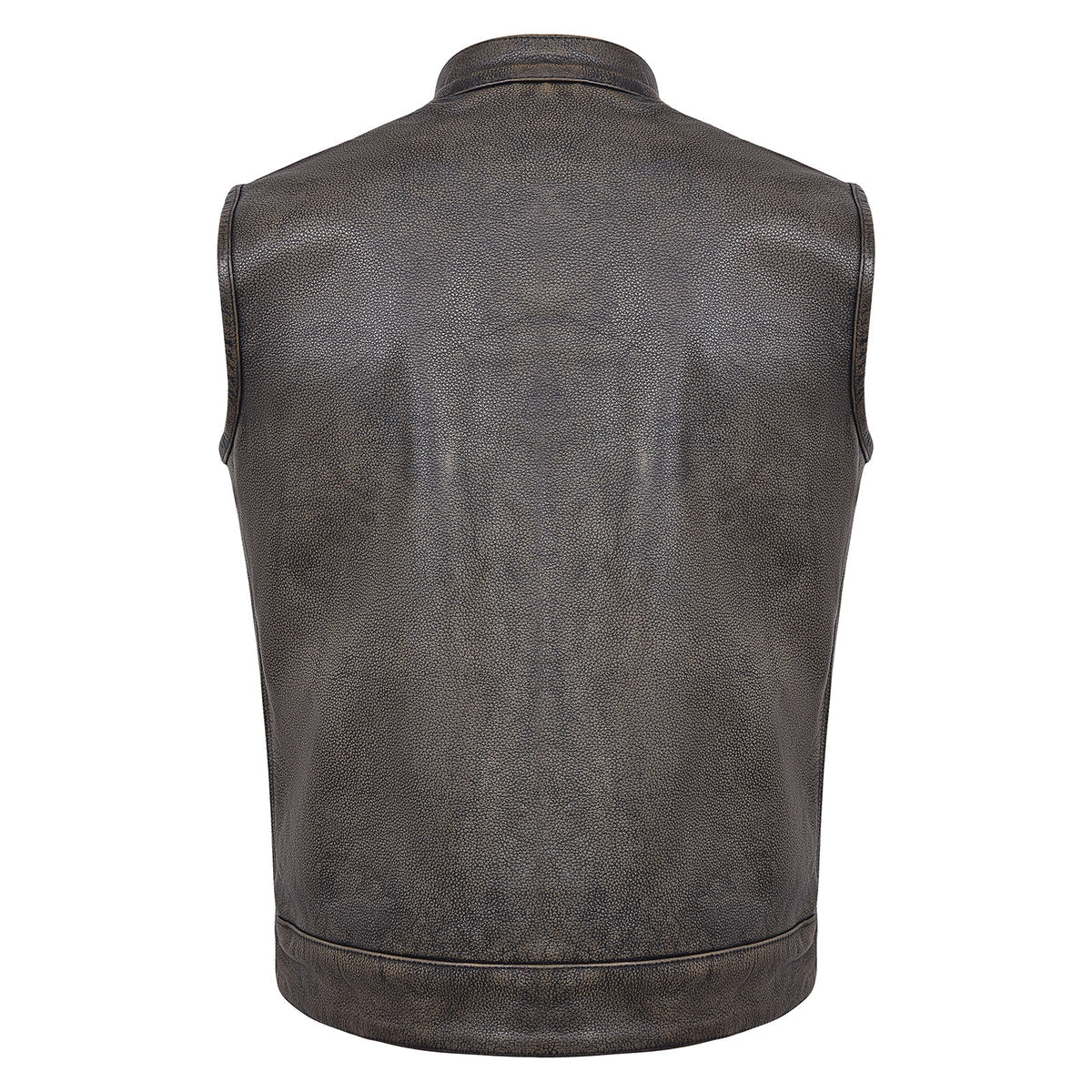 High Mileage HMM914DB Mens Premium Cowhide Distressed Brown SOA Style Biker Club Leather Motorcycle Vest