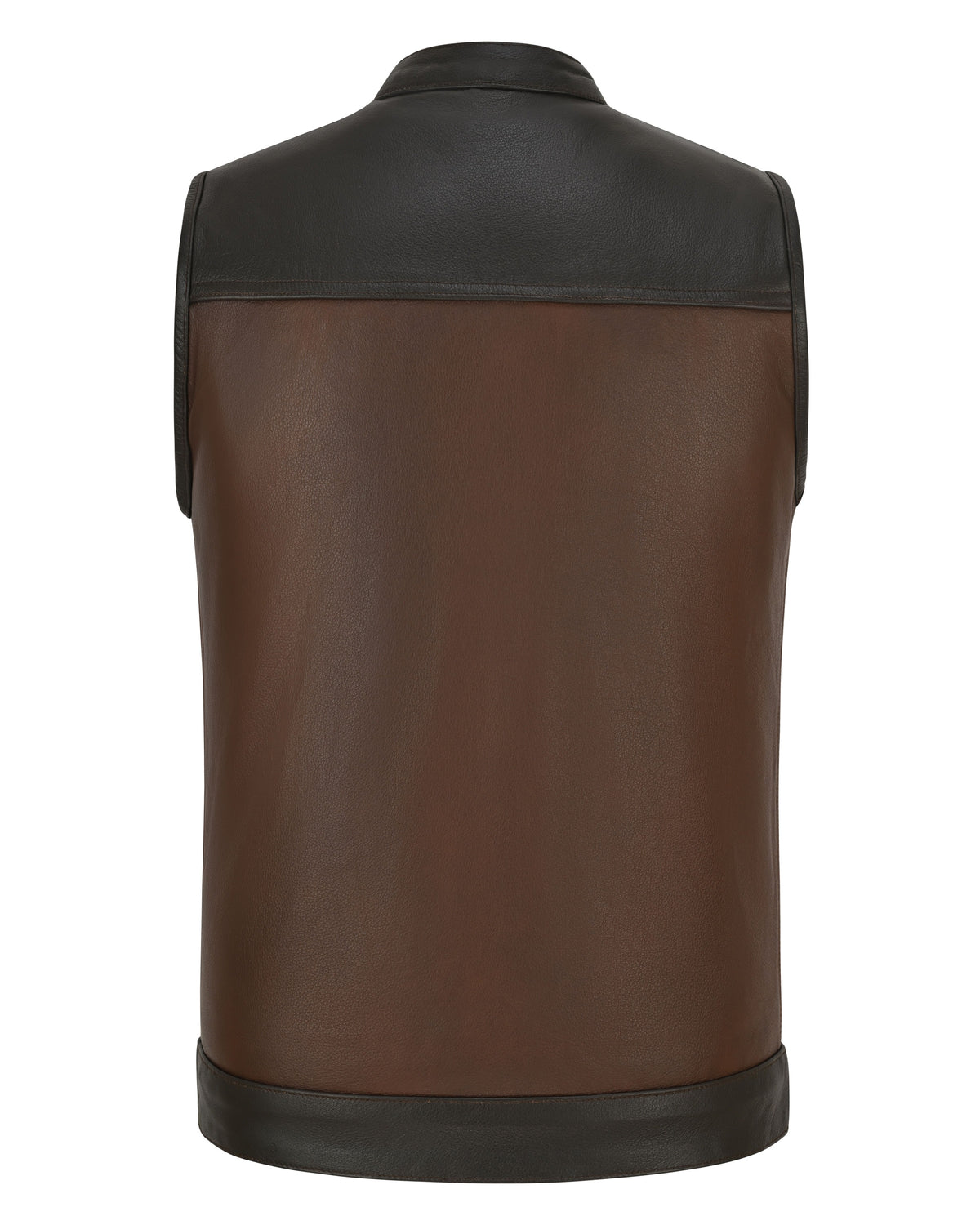 Vance VL914BrP Men's Two-Tone Brown & Black Leather Motorcycle Riding Club Vest with Paisley Liner & CCW Pockets - back