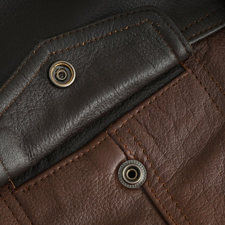 Vance VL914BrP Men's Two-Tone Brown & Black Leather Motorcycle Riding Club Vest with Paisley Liner & CCW Pockets - detail pic 4
