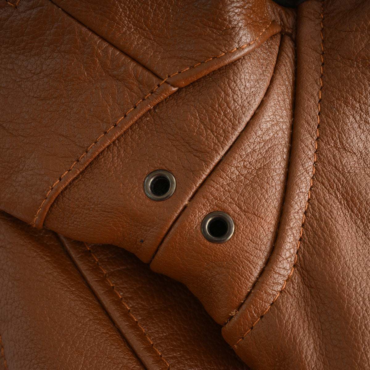 Men's Cognac Brown Premium Cowhide Cafe Racer Leather Motorcycle Jacket with Zipper Vents - Underarm
