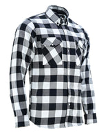 Vance VB740WB White & Black Men's Long Sleeve Plaid Snap Down Casual Flannel Shirt, 100% Cotton