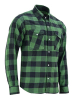 Vance VB740GnB Green Men's Long Sleeve Plaid Snap Down Casual Flannel Shirt, 100% Cotton