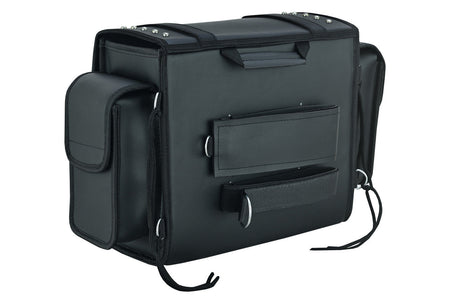 Vance Medium Black Studded Motorcycle Sissy Bar Bag for Harley Davidson Motorcycles-Back View
