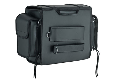 Vance VS318 Medium Black Plain Motorcycle Sissy Bar Bag for Harley Davidson Motorcycles-Back View
