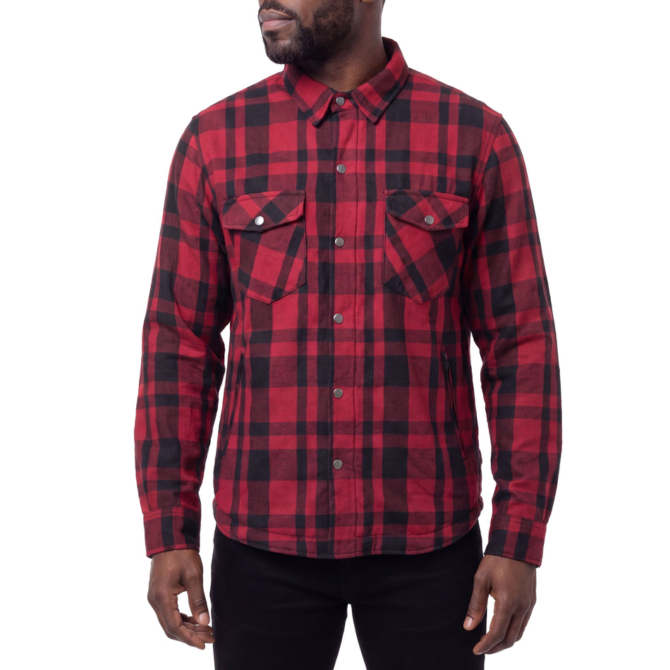 HMM1502RB - Mens Armored Motorcycle Flannel Shirt, Armor Reinforced with Kevlar by DuPont