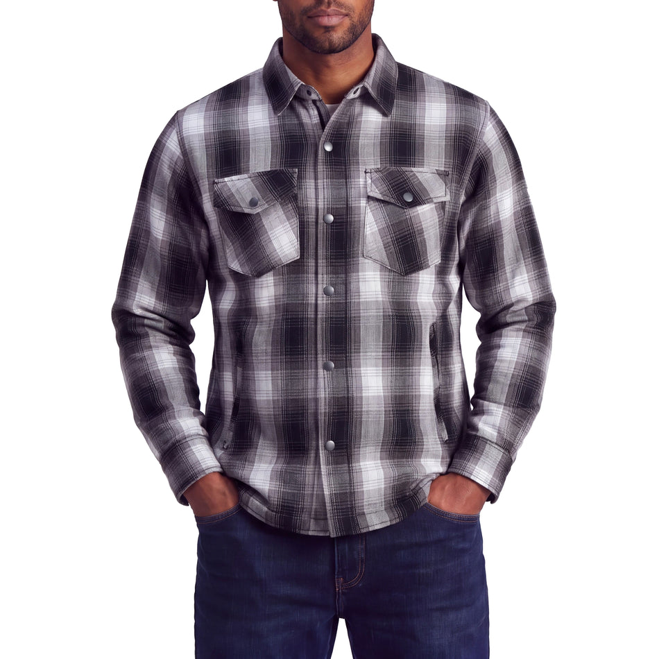 HMM1506WG - Mens Timberwolf Armored Flannel Motorcycle Shirt w/Underarm Ventilation & CE Approved Armor Reinforced w/Aramid Fiber