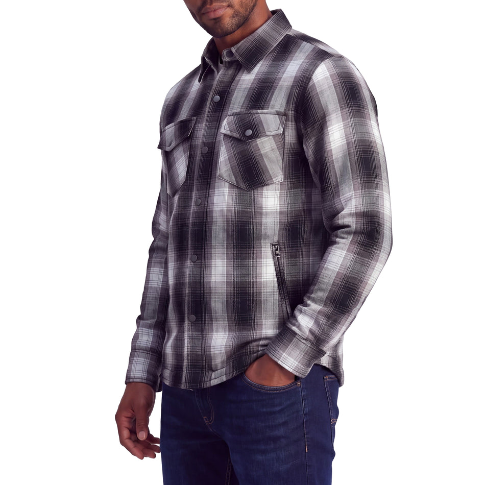 HMM1506WG - Mens Timberwolf Armored Flannel Motorcycle Shirt w/Underarm Ventilation & CE Approved Armor Reinforced w/Aramid Fiber