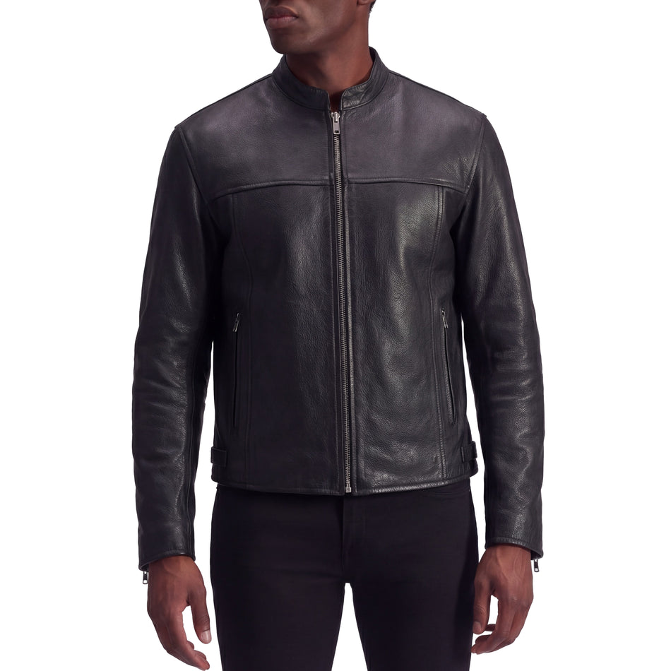 HMM544 - High Mileage Mens Advanced Clean Concealed Carry Black Cowhide Leather Motorcycle Riding Jacket