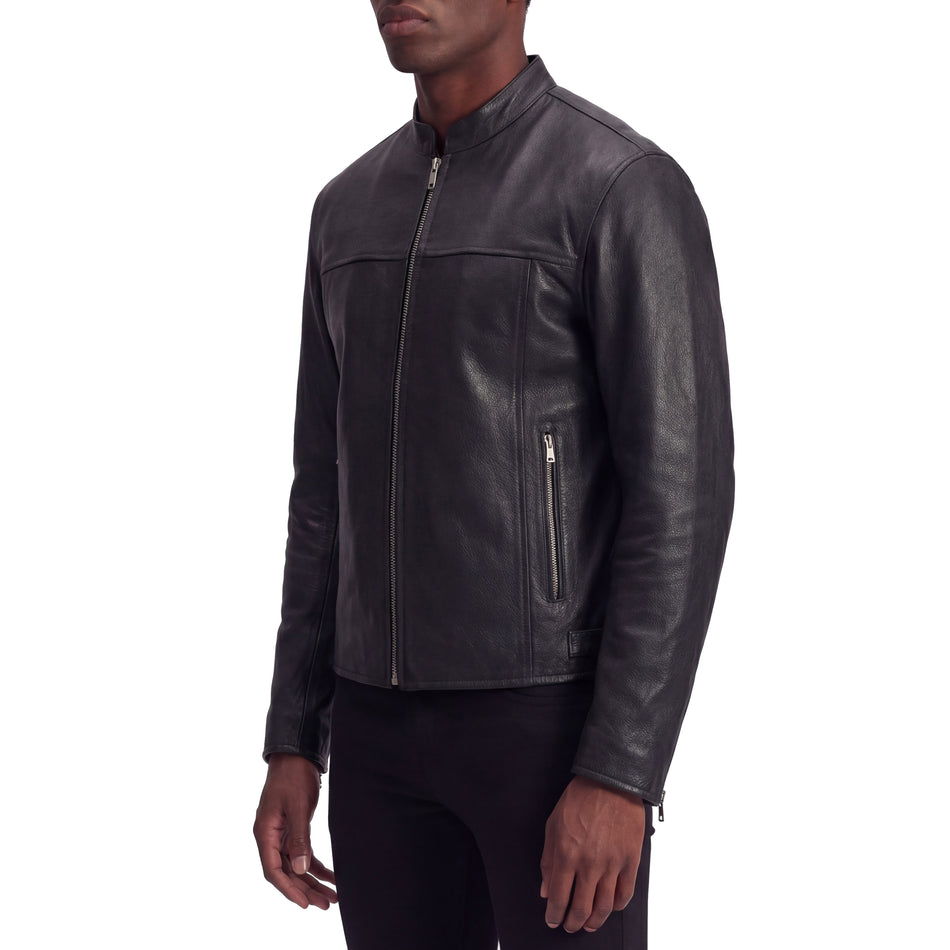 HMM544 - High Mileage Mens Advanced Clean Concealed Carry Black Cowhide Leather Motorcycle Riding Jacket