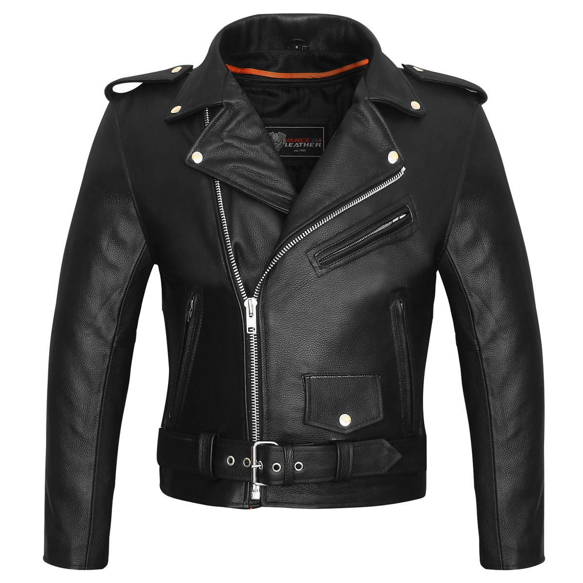 Vance VL516 Black Classic Motorcycle Leather Biker Jacket-Main