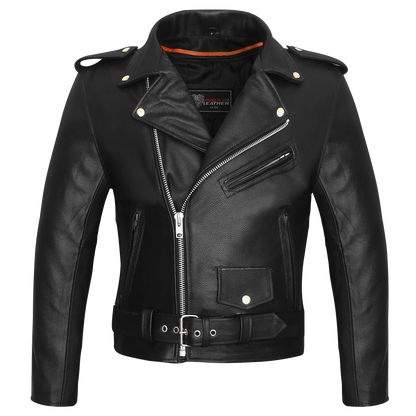 Vance VL516 Black Classic Motorcycle Leather Biker Jacket-Main