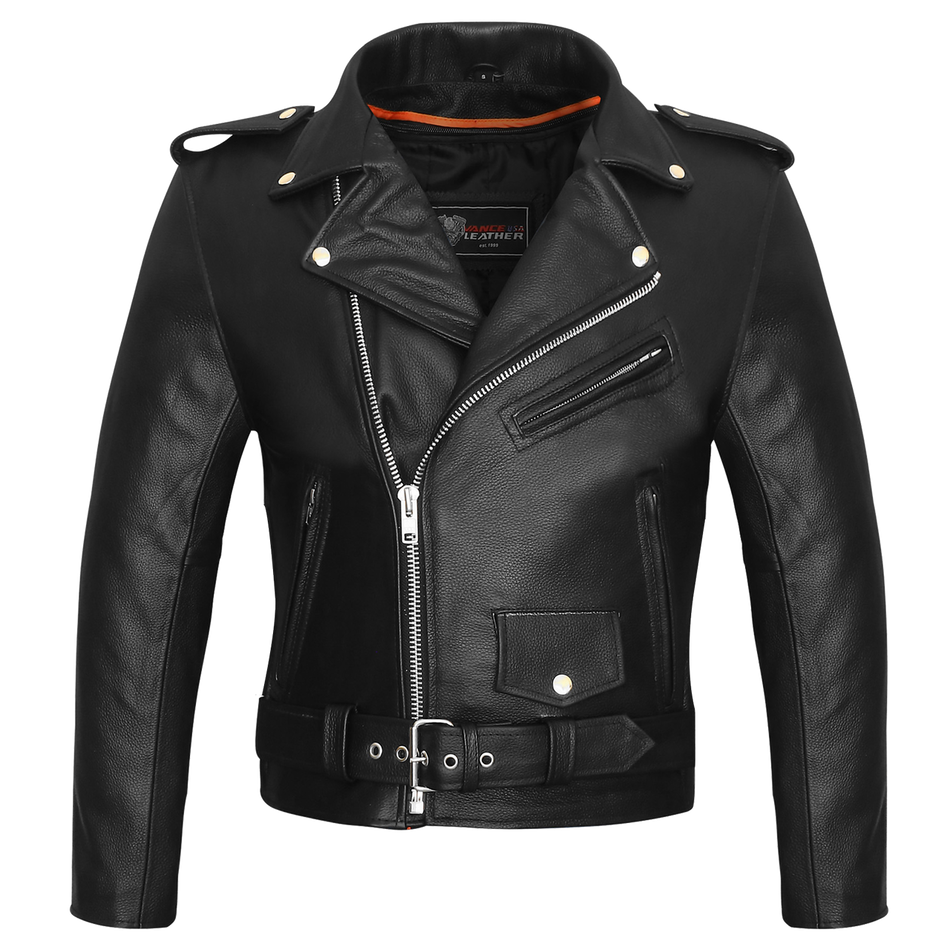 Vance-Black Classic Motorcycle Leather Biker Jacket-main