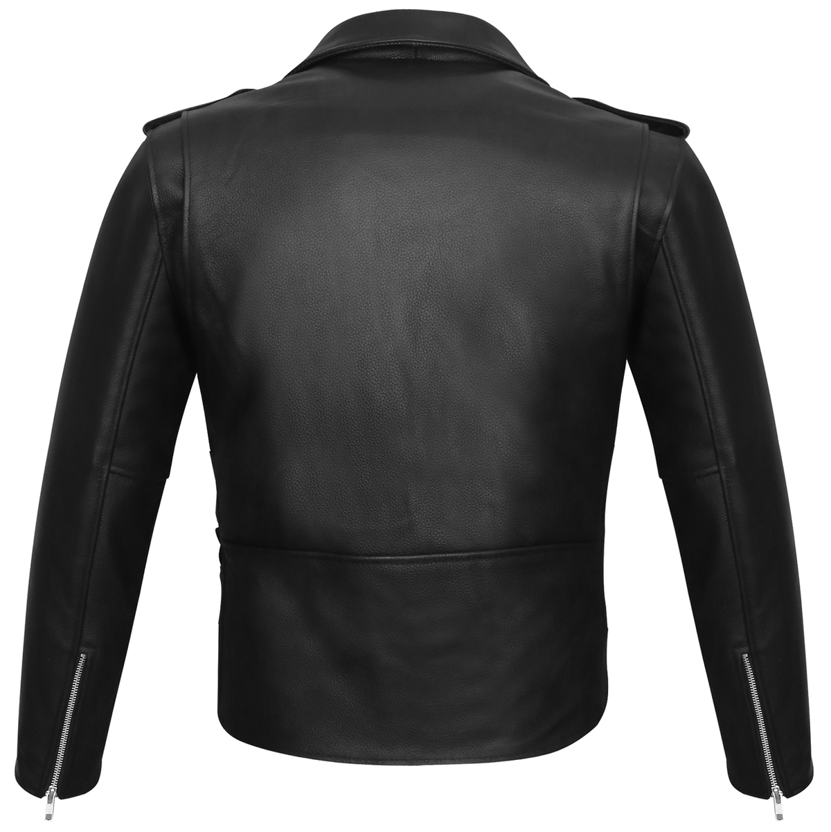 Vance-Black Classic Motorcycle Leather Biker Jacket-back-image