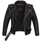 Vance-Black Classic Motorcycle Leather Biker Jacket-front-open