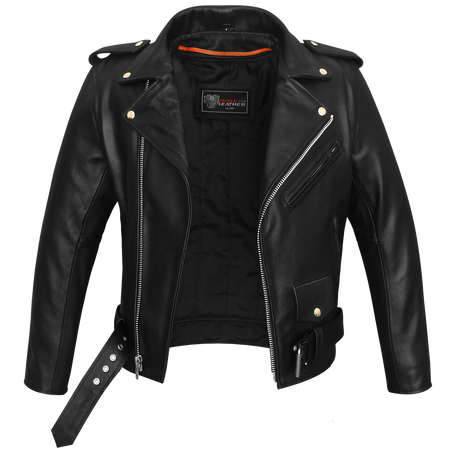 Vance VL516 Black Classic Motorcycle Leather Biker Jacket-Open